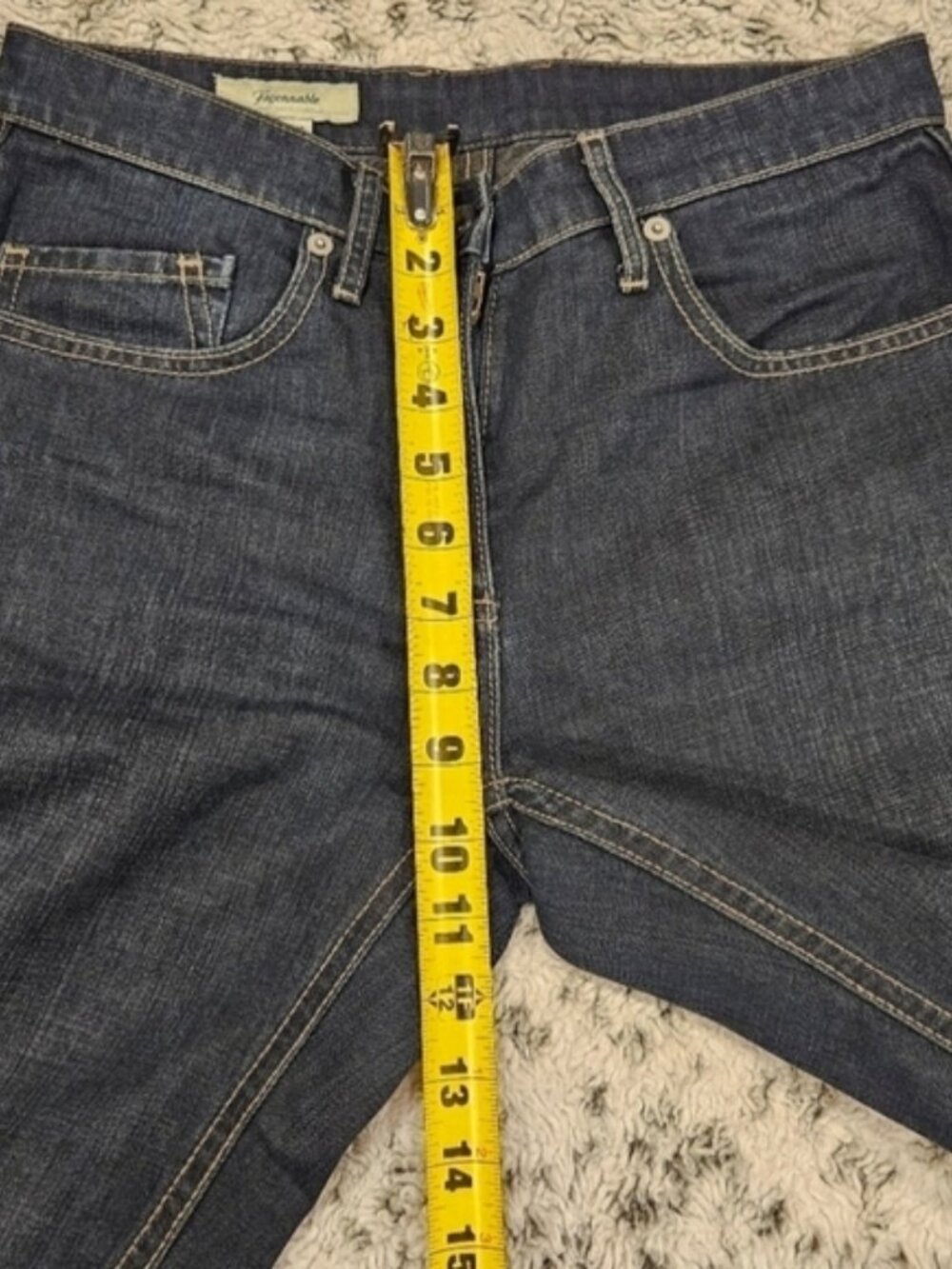 Faconnable SZ 2 Vintage Black Wash 100% Cotton White Stitch Straight Leg Jeans - Picture 11 of 13